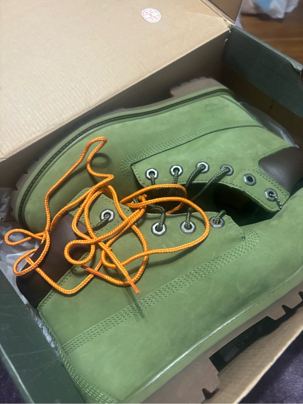 Timberland Brown Upper Work Boot with Yellow Interior
